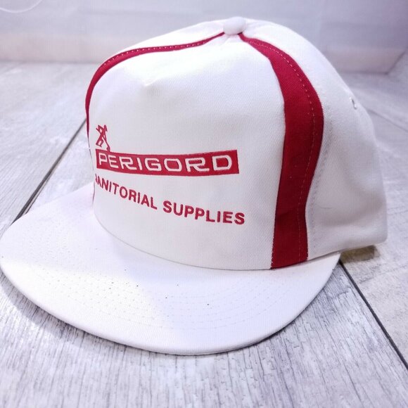 Vintage Perigord Janitorial Supllies Baseball Hat Cap Snapback White K-Brand - Picture 1 of 7